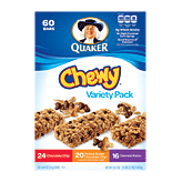 Quaker Chewy granola bars, 24 chocolate chip, 20 peanut butter choco chip, 16 oatmeal raisin, 60 .84-oz bars Full-Size Picture